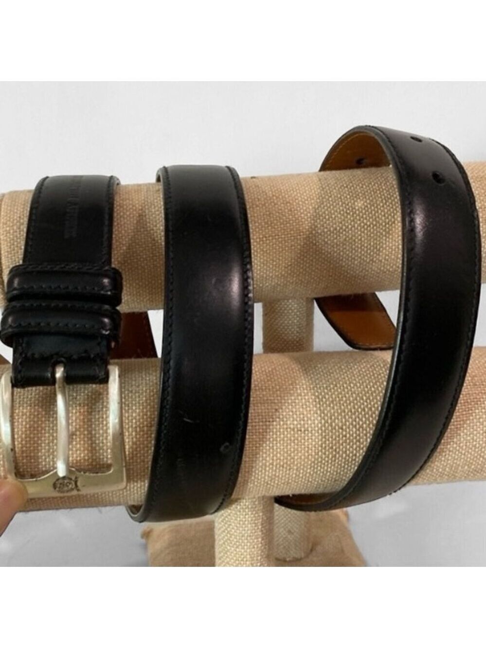 Tommy Hilfiger Black Leather Classic Belt Size 36